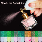 Glow in The Dark Body Glitter, Pink Face Glitter Spray, Spray Body Glitter for Clothes, Fine Glow in The Dark Glitter Spray, Glow Glitter for Hair and Body, Pink Body Glitter with Refill & Funnel